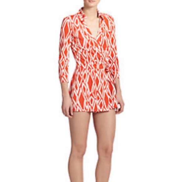 DVF Celeste Romper Red and Cream Design SZ 0 - Picture 1 of 9